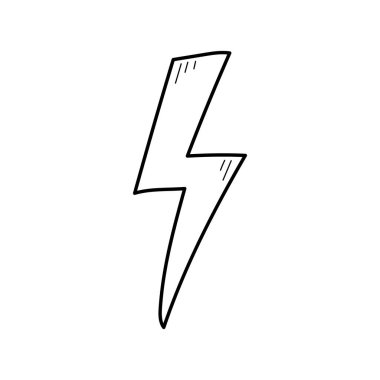 Elle çizilmiş elektrik aydınlatma elementi. Çizgi roman çizim stili. Şimşek çakması, enerji konsepti simgesi. Vektör illüstrasyonu.