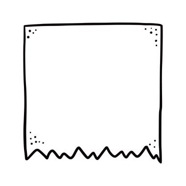 El çizimi kağıt çıkartması, fotoğraf çerçevesi, resim çerçevesi. Çizim stili karalama. Tebligat için çerçevele. Vektör illüstrasyonu.