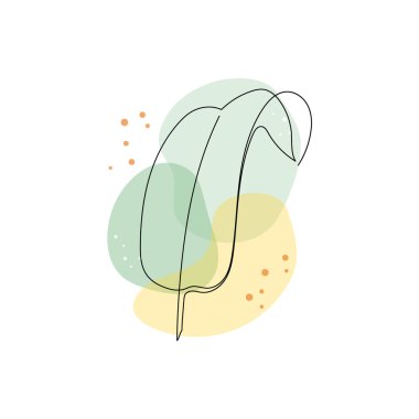 Line art banana palm leaf. Minimal continuous line banana leaf foliage drawing illustration. Tropical modern plant abstract design background. Vector illustration.
