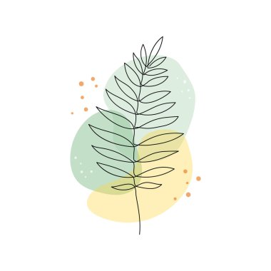 Line art palm leaf. Minimal continuous line tropic leaf foliage drawing illustration. Tropical modern plant abstract design background. Vector illustration.