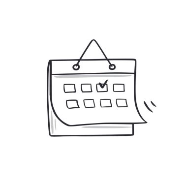 Calendar doodle. Calendar schedule hand drawn sketch style icon. Date, reminder doodle drawn concept. Vector illustration