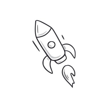 Rocket ship doodle. Rocket ship hand drawn sketch style icon. Start up, space doodle drawn concept. Vector illustration.