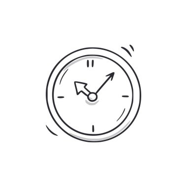 Clock doodle. Clock time hand drawn sketch style icon. Time measurement doodle drawn concept. Vector illustration