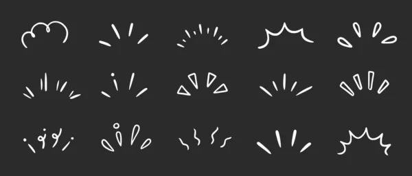 Doodle Shine Sunburst Fonkelstraal Elementen Krijtbord Achtergrond Handgetekende Pop Verrassingslijn — Stockvector