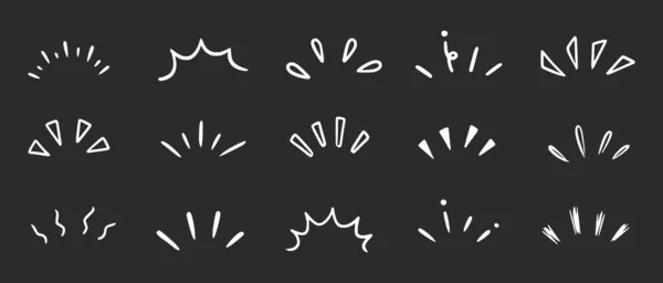 Doodle Shine Sunburst Fonkelstraal Elementen Krijtbord Achtergrond Handgetekende Pop Verrassingslijn — Stockvector