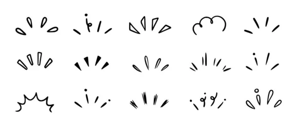 Doodle Блищить Сонячними Спалахами Іскрових Елементів Променів Рука Намальована Рама — стоковий вектор