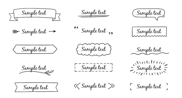 Textrahmen Handschrift Band Quadrat Kreis Dekorationselement Doodle Niedlichen Titelbild Einfachen — Stockvektor