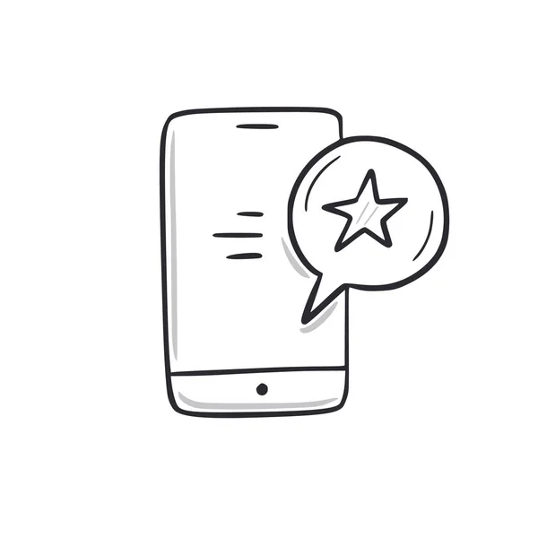 Telefone Ícone Doodle Mensagem Bônus Smartphone Mensagem Cliente Desenhado Mão —  Vetores de Stock