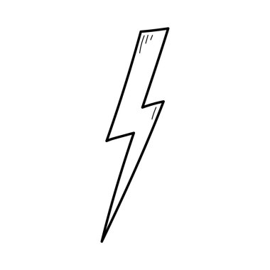 Elle çizilmiş elektrik aydınlatma elementi. Çizgi roman çizim stili. Şimşek çakması, enerji konsepti simgesi. Vektör illüstrasyonu.