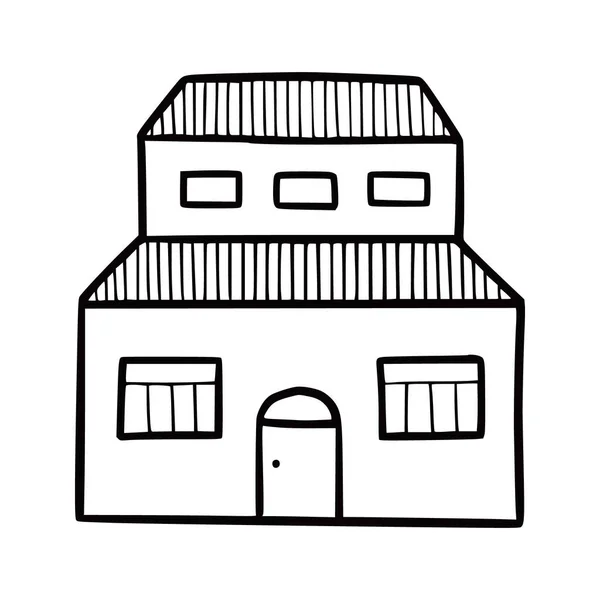 Dibujado Mano Linda Casa Doodle Bosquejo Estilo Casa Edificio Viviendas — Archivo Imágenes Vectoriales