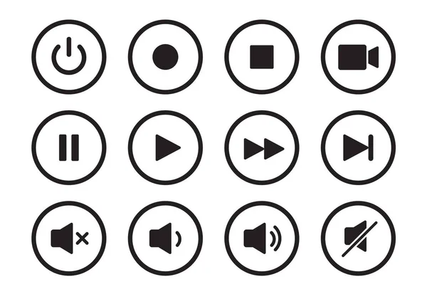 Звук Відео Піктограма Кругової Кнопки Музичного Плеєра Керування Звуком Відтворення — стоковий вектор