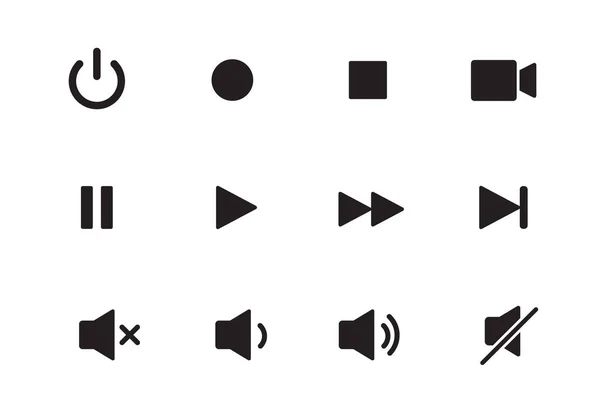 Аудио Видео Значок Кнопки Музыкального Проигрывателя Управление Звуком Воспроизведение Кнопка — стоковый вектор