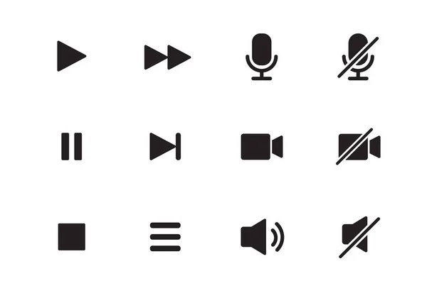 Звук Відео Піктограма Музичного Програвача Керування Звуком Відтворення Натискання Кнопки — стоковий вектор