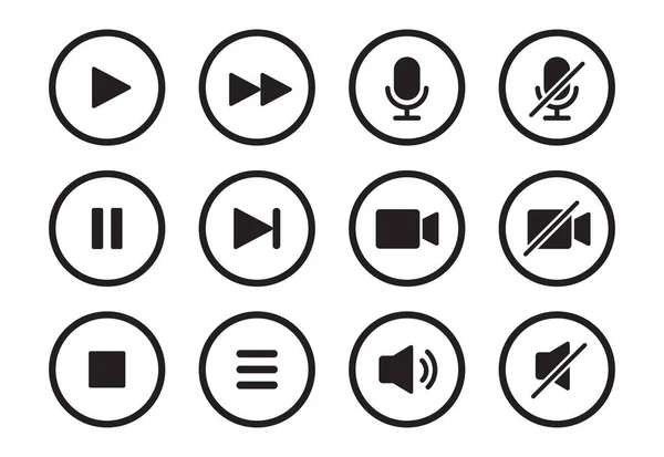 Audio Video Musik Player Circle Symbol Soundsteuerung Wiedergabe Pause Taste — Stockvektor