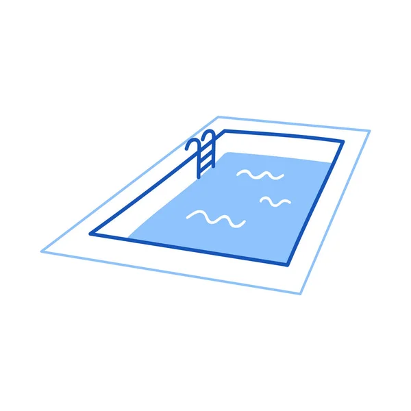 Yüzme Havuzu Karalaması Çizimi Karalama Tarzı Yüzme Havuzu Mavi Kalem — Stok Vektör