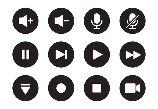 Audio Video Musik Player Circle Symbol Soundsteuerung Wiedergabe Pause Taste — Stockvektor