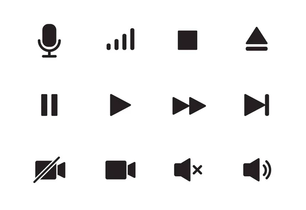 Аудио Видео Значок Кнопки Музыкального Проигрывателя Управление Звуком Воспроизведение Кнопка — стоковый вектор