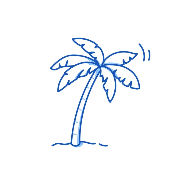 Doodle Palmeira Esboço Desenhado Mão Palmeira Estilo Doodle Linha Azul — Vetor de Stock