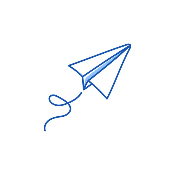 Пиктограмма Вектора Самолёта Очертания Стиле Голубого Цветного Бумажного Самолета Простой — стоковый вектор
