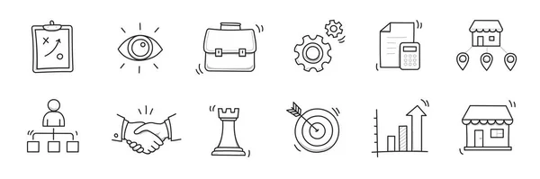 Business Sme Doodle Ikon Set Små Medelstora Företag Handritade Doodle — Stock vektor