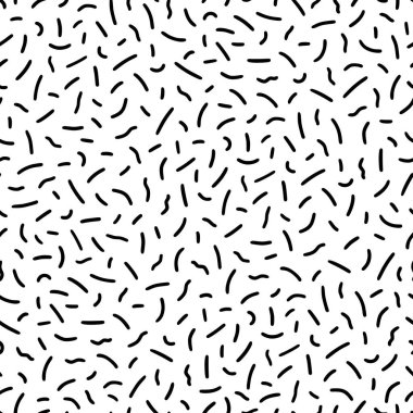 Beyaz arka planda küçük çizgi deseni. El çizilmiş küçük siyah çizgili, pürüzsüz desen. Basit asgari soyut, geometrik doku tasarımı kusursuz arkaplan. Vektör illüstrasyonu