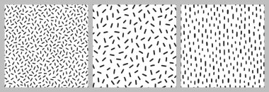 Beyaz arka planda küçük çizgi deseni. El çizilmiş küçük siyah çizgili, pürüzsüz desen. Basit asgari soyut, geometrik doku tasarımı kusursuz arkaplan. Vektör illüstrasyonu