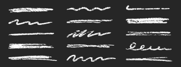 Мазок карандашом подчеркивает. Меловое перо выделяет инсульт. Векторная кисть подчёркивает элемент акцента, подчеркивающий текстуру карандаша. Векторная иллюстрация белого мела.