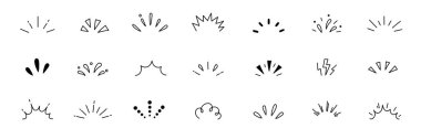 Line explosion surprise burst ray icon elements. Hand drawn explosion surprise line icon for title headline illustration. Doodle exclamation confetti vector illustration. clipart