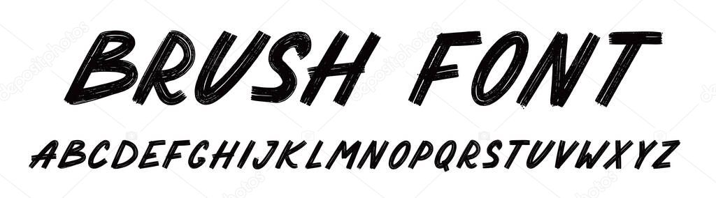 Brush font letter alphabet. Hand drawn typography chalk paint font brush alphabet. Handwritten kid chalk script texture stroke letter. Vector illustration.