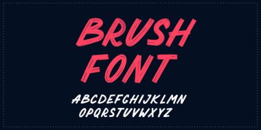 Fırça yazı tipi harfi alfabesi. El çizimi tipografi yazı tipi boya fırça alfabesi. El yazısı çocuk tebeşir dokusu vuruşu mektubu. Vektör illüstrasyonu.