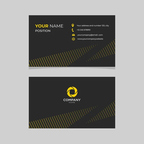 Elegant Abstract Black Yellow Business Card Template — 스톡 벡터