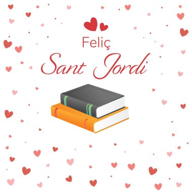 Kitapları ve kalp geçmişi olan Sant Jordi için tasarım