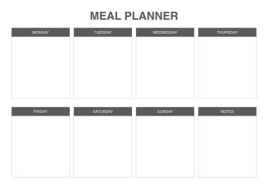 Basit haftalık yemek planlama şablonu