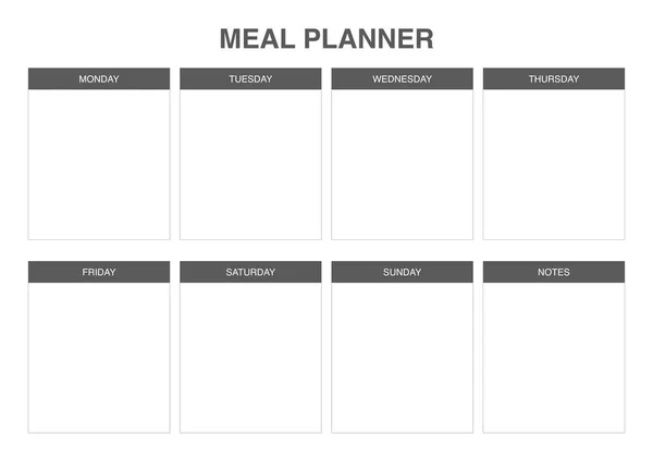 Prosty Szablon Tygodniowego Planowania Posiłków — Wektor stockowy