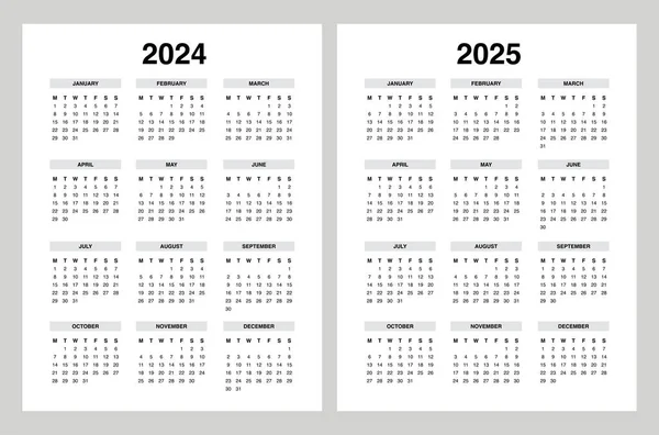 Basit takvim 2024, takvim 2025 Pazartesi başlıyor.