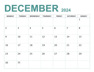 Aralık Takvim Yılı 2024 Pazartesi başlıyor