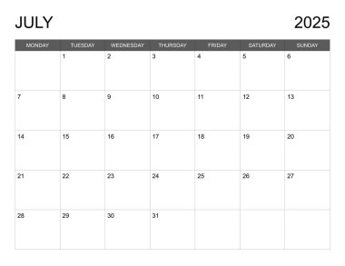 Temmuz 2025 Pazartesi başlıyor