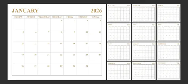 2026 Yazdırılabilir Takvim Manzarası, Pazartesi Başlangıcı