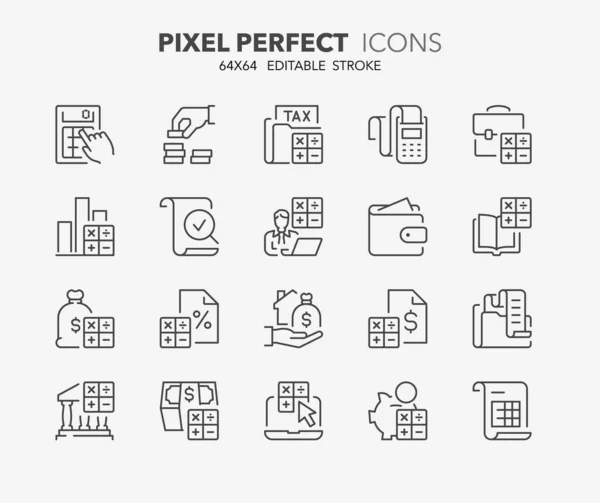Thin Line Icons Set Accounting Finances Outline Symbol Collection Editable — Vector de stock
