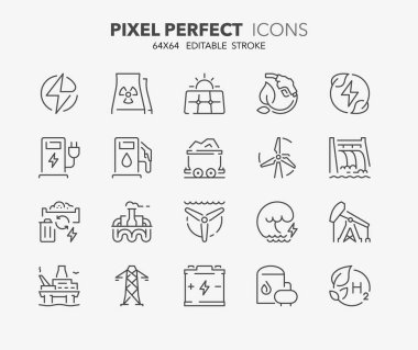 energy thin line icons