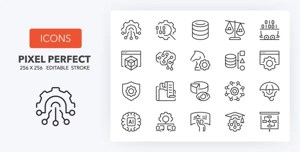 Set Thin Line Icons Business Intelligence Outline Symbol Collection Editable — Stock Vector