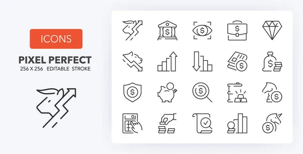 Set Thin Line Icons Financial Concepts Outline Symbol Collection Editable — Stock Vector