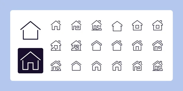 Houses Homes Icons Outline Symbol Collection Editable Vector Stroke Pixel — Stock Vector