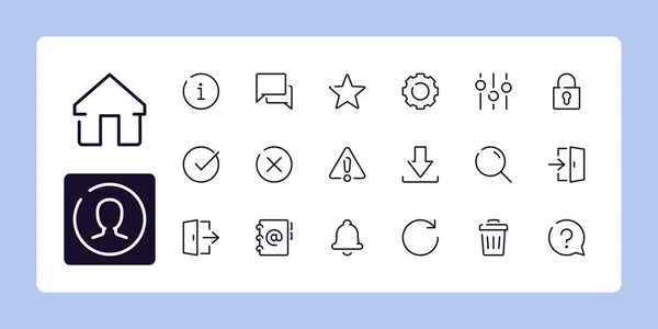 User Interface Line Icon Set Outline Symbol Collection Editable Vector — Stock Vector