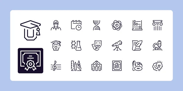 Akademische Fächer Und Bildungslinien Icon Set Von Umrissene Symbolsammlung Editierbarer — Stockvektor