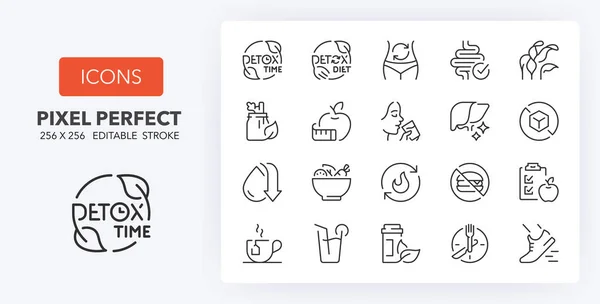 stock vector Detox and cleanse, thin line icon set. Outline symbol collection. Editable vector stroke. 256x256 Pixel Perfect scalable to 128px, 64px...