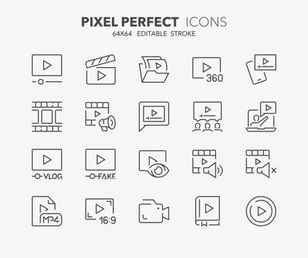 Line Icons Video Contains Icons Video Lesson Aspect Ratio Viral Stok Vektör
