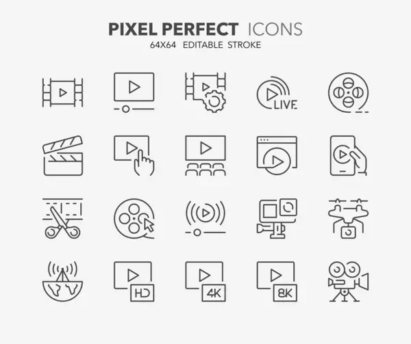 Line Icons Video Contains Icons Broadcast Live Production More Editable Vektör Grafikler