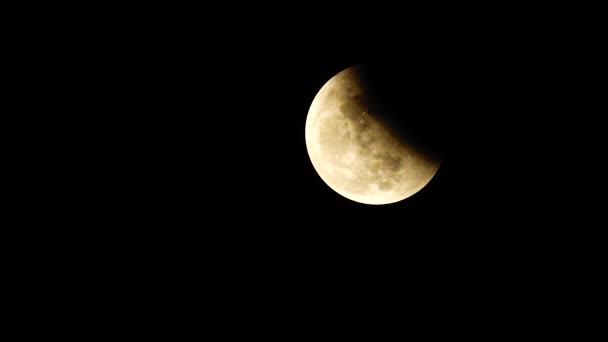 Totale Mondfinsternis Bei Vollmond Verursacht Einen Sehr Seltenen Superblutmond Nachthimmel — Stockvideo
