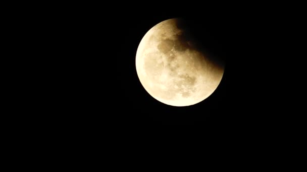 Полное Лунное Затмение Полнолуния Вызывает Редкую Супер Кровавую Луну Ночном — стоковое видео